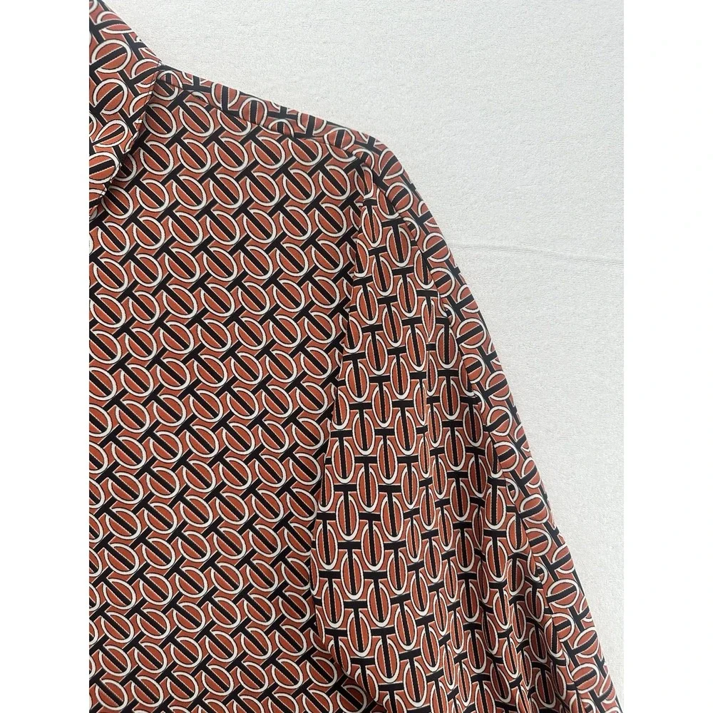 EXPRESS Brown Black Button Down Long Sleeve Shirt‎ Size XS Multicolor